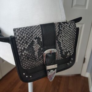 Asos Western Style Black and Gray Snakeskin Pattern Women's  Belt Bag
